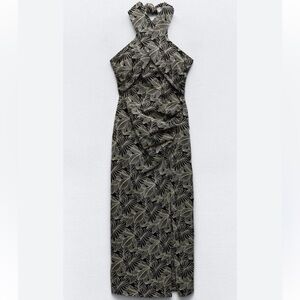 Zara Embroidered Leaf Print Dress